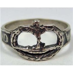 STERLING SILVER GERMAN NAZI ENAMELED U-BOAT RING