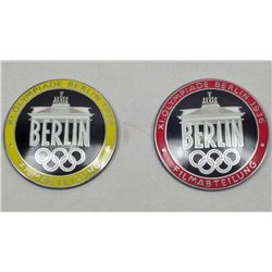 LOT OF 2 GERMAN NAZI BERLIN OLYMPIADE ENAMELED BADGES