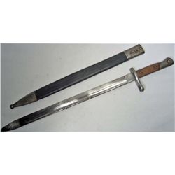 GERMAN BAYONET W/ SCABBARD AND WOOD HANDLE