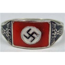 STERLING SILVER GERMAN NAZI ENAMELED RING
