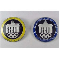 LOT OF 2 GERMAN NAZI ENAMELED OLYMPIADE BADGES