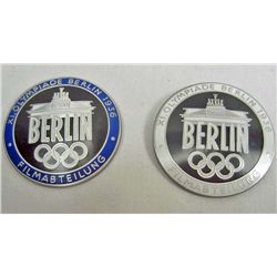 LOT OF 2 GERMAN NAZI ENAMELED OLYMPIADE BADGES