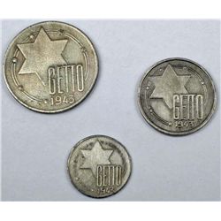 LOT OF 3 GERMAN NAZI HOLOCAUST GHETTO COINS