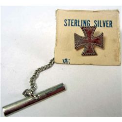 STERLING SILVER GERMAN NAZI IRON CROSS TIE BAR