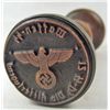 Image 2 : GERMAN NAZI WAX SEAL / RUBBER STAMP W/ WOOD HANDLE
