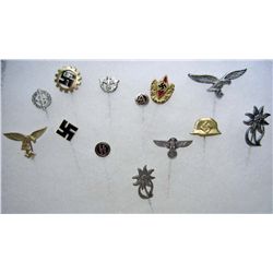 LOT OF APPROX. 13 GERMAN NAZI STICK PINS - SOME ENAMELED