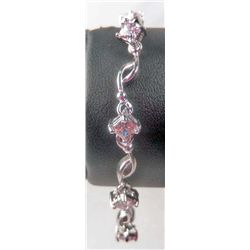 11175 - WHITE GOLD PLATED PINK SAPPHIRE BRACELET