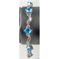 11176 - WHITE GOLD PLATED AQUAMARINE TOPAZ BRACELET