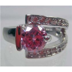 11300 - WHITE GOLD PLATED TANZANITE AND TOPAZ RING