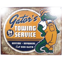 9952 - GATORS TOWING SERVICE FUNNY METAL SIGN