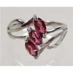 9478 - 14K WHITE GOLD OVER STERLING SILVER RHODOLITE GARNET RING