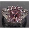 Image 1 : 9311 - WHITE GOLD PLATE PINK SAPPHIRE & WHITE TOPAZ RING SIZE 7