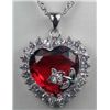 Image 1 : 11475 - WHITE GOLD PLATED RUBY TOPAZ PENDENT W/ CHAIN
