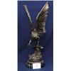 Image 1 : 1 BRONZE-EAGLE WITH WINGS SPREAD ON ONE CLAW ON BRANCH WITH ADDED MARBLE BASE....