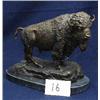 Image 1 : 1 BRONZE-BUFFALO 14"W X 11"H. ADDED MARBLE BASE....