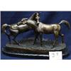 Image 1 : 1 BRONZE-TWO HORSES. 18"W X 12"H ADDED MARBLE BASE....