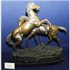 Image 1 : 1 BRONZE-TWO HORSES 22"W X 24"H ADDED MARBLE BASE....