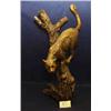 Image 1 : 1 BRONZE-COUGAR ON TREE BRANCH. IS 33" LONG TAIL TO AND 9" BODY WIDTH. THREE BRANCH 33"H....