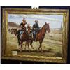 Image 1 : 1 OIL PAINTING-CAVALRY TROOPERS HORSEBACK. 30" X 40"....