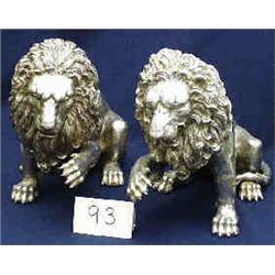 2 BRONZE-LION SILVER PLATED x 12"H....