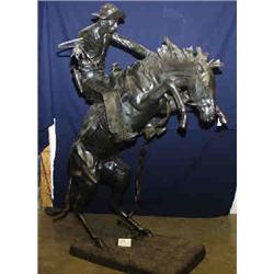 1 BRONZE-BRONCO BUSTER RECAST OF REMINGTON- MAXIMUM 43"W, 78"H....