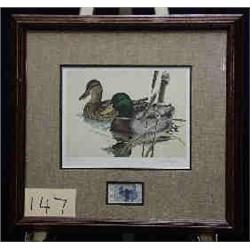 1 PRINT-LARRY HAYDEN "TEXAS DUCK 1981 S/N 14743/16500 STAMP 7" X 9"...