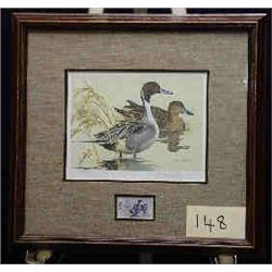 1 PRINT-KEN CARLSON "TEXAS DUCK 1982 S/N 7356/9500 STAMP 7" X 9.5"...