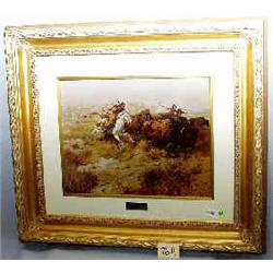 A 1 PRINT-CHARLES RUSSELL 16"X20" BULLALO HUNT"...