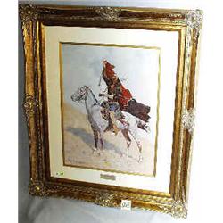 B 1 PRINT-FREDERIC REMINGTON BLANKET SIGNAL" 24"X18"....