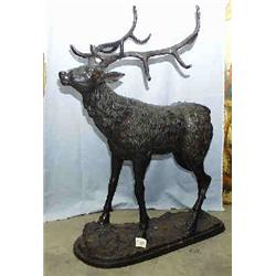 A 1 BRONZE STAG ON BRONZE BASE 48"L....