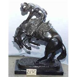 C 1 BRONZE "THE RATTLESNAKE"RECAST FREDERIC REMINGTON ON BASE. 20"H., 12"L....