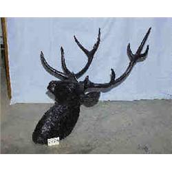 A 1 BRONZE DEER HEAD FOR WALL 47 H, 37 W AT ANTLERS....