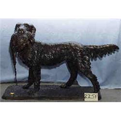 A 1 BRONZE DOG WITH PHEASANT. 26"L....