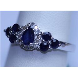 12.65 CTW SAPPHIRE AND DIAMOND RING .925 STERLING SILVE