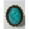 Image 1 : 28CTW TEAL OVAL BRASS RING SIZE 6