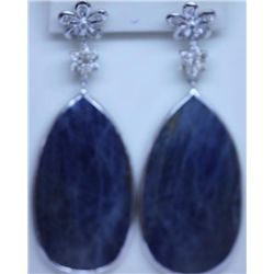 113.20 CTW SAPPHIRE AND DIAMOND EARRING .925 STERLING S