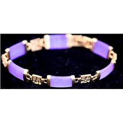 52.00 CTW PURPLE JADE BRASS BRACELET