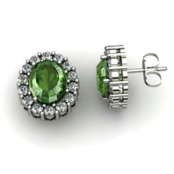 Genuine 2.90 ctw Green Tourmaline Diamond Earring 14k