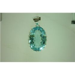 55.00 CTW BLUE TOPAZ Cut Pendant .925 STERLING SILVER