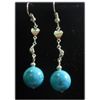 Image 1 : BLUE TURQUOISE SILVER DANGLING EARRINGS;METAL-SILVER