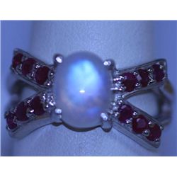 27.25 CTW RAINBOW AND RUBY RING .925 STERLING SILVER