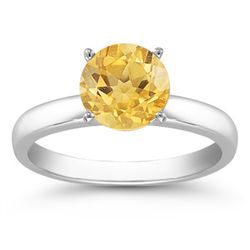 Genuine 2.0 ctw Citrine Solitaire Ring 14kt Gold-White