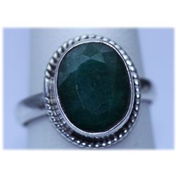 24.10 CTW EMERALD  RING .925 STERLING SILVER