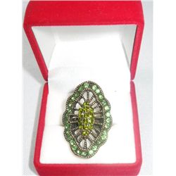 12CTW GREEN BUTTERFLY BRASS ADJUSTABLE RING