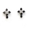 Image 1 : Genuine 0.28 Ctw Black Diamond Cross Earring 14k