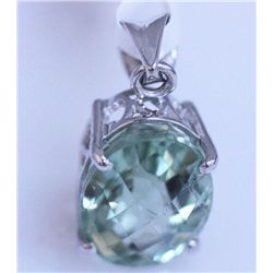 14.50 CTW GREEN AMETHYST PENDANT .925 STERLING SILVER