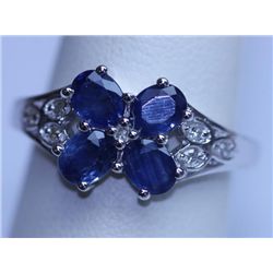 12.40 CTW SAPPHIRE AND DIAMOND RING .925 STERLING SILVE