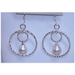 22.60 CTW WHITE PEARL DANGLING EARRING