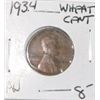 Image 1 : 1934 WHEAT CENT RED BOOK VALUE IS $8.00+ *RARE EARLY AU HIGH GRADE*!! PENNY CAME OUT OF SAFE!!