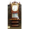 Image 1 : 1 CLOCK-COLUMN AND SCROLL SHAPED CLOCK APPX 15"W x 36"H EXTENSIVE PARQUETRY AND MARQUETRY INLAY....